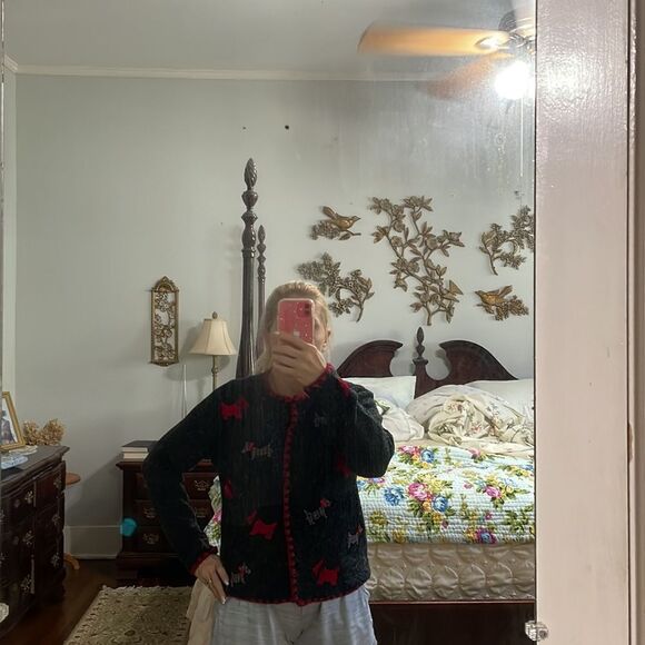 Vtg 2000 Marisa Christina (The Christmas Collection) Scottie dog cardigan - Picture 8 of 12